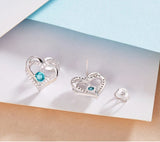 Twin Hearts Birthstone Crystal Earrings