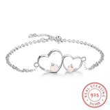 Double Heart White Opal Bracelet