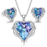 Silver Angel Wings Heart Set