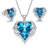 Silver Angel Wings Heart Set