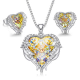 Silver Angel Wings Heart Set