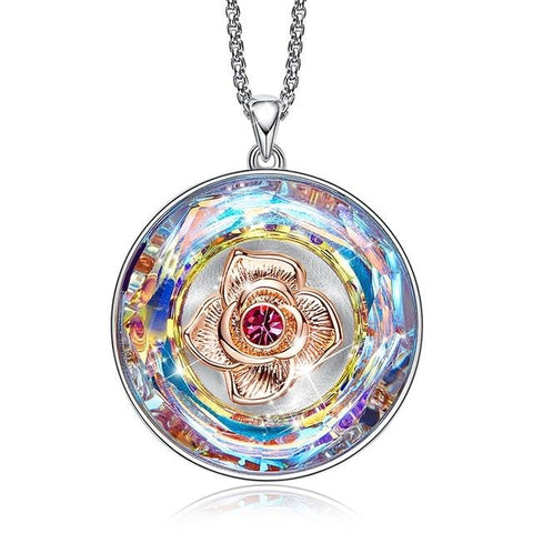 Swarovski Crystal Dancing Rose Necklace