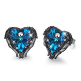 Blue & Black Heart Earrings