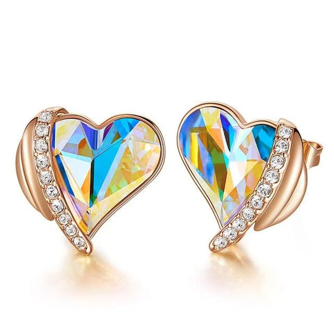 Golden Heart Swarovski Crystal Earrings