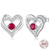 Twin Hearts Birthstone Crystal Earrings