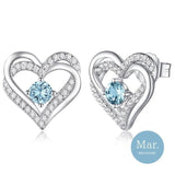 Twin Hearts Birthstone Crystal Earrings