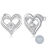 Twin Hearts Birthstone Crystal Earrings