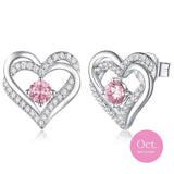 Twin Hearts Birthstone Crystal Earrings