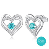 Twin Hearts Birthstone Crystal Earrings