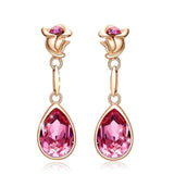 Water drop Rose Swarovski crystal Earrings