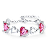 Pink Love Hearts Swarovski Crystal Bracelet