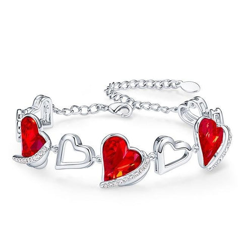 Red Love Hearts Swarovski Crystal Bracelet