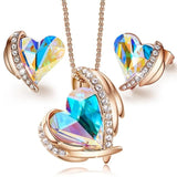 Swarovski Angel Wings Gold Heart Set