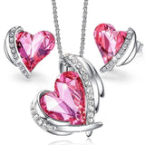 Swarovski Angel Wings Silver Heart Set