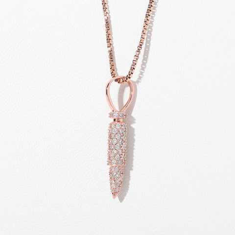 Sterling Silver Zircon Bullet Pendant Necklace