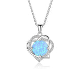 Sterling Silver Blue Opal Love Heart Necklace