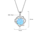 Sterling Silver Blue Opal Love Heart Necklace