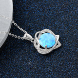 Sterling Silver Blue Opal Love Heart Necklace