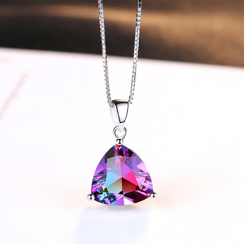 Brazilian Mystic Topaz Triangle Necklace