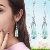 Sky Blue Topaz Stone Crystal Earrings