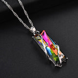 Enchanted Rainbow Crystal Glass Leaves Necklaces