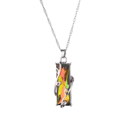 Enchanted Rainbow Crystal Glass Leaves Necklaces