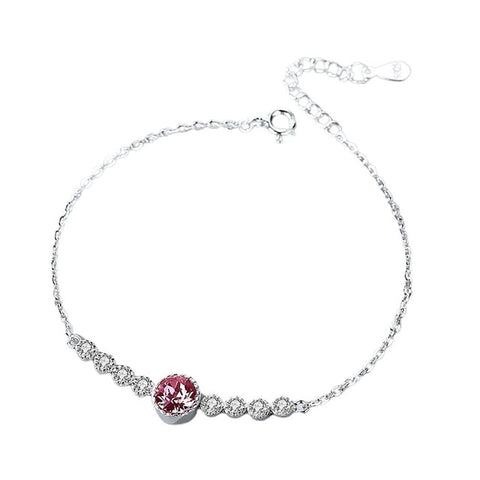 Sterling Silver Pink Crystal Bracelet