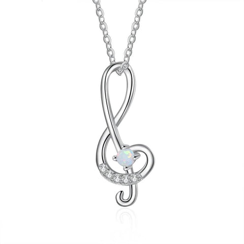 Treble Clef Opal Necklace