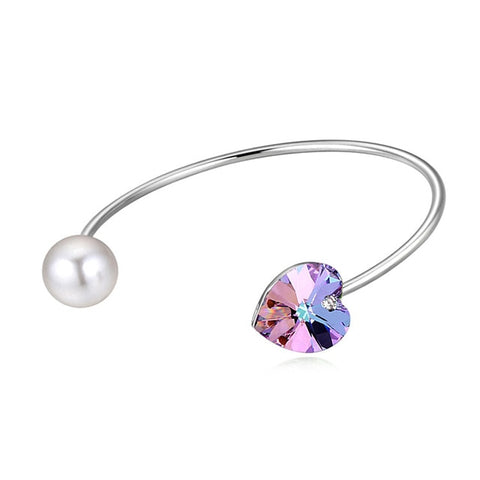 Purple Heart & Pearl Crystal Cuff