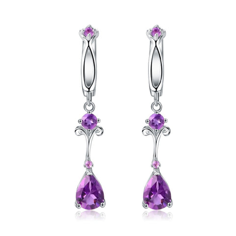 Bella 2.87Ct Natural Purple Amethyst Drop Earrings